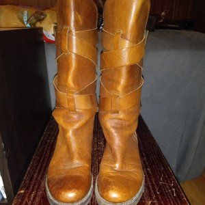 Frye Rare Hand-Tooled Embossed Leather Boots